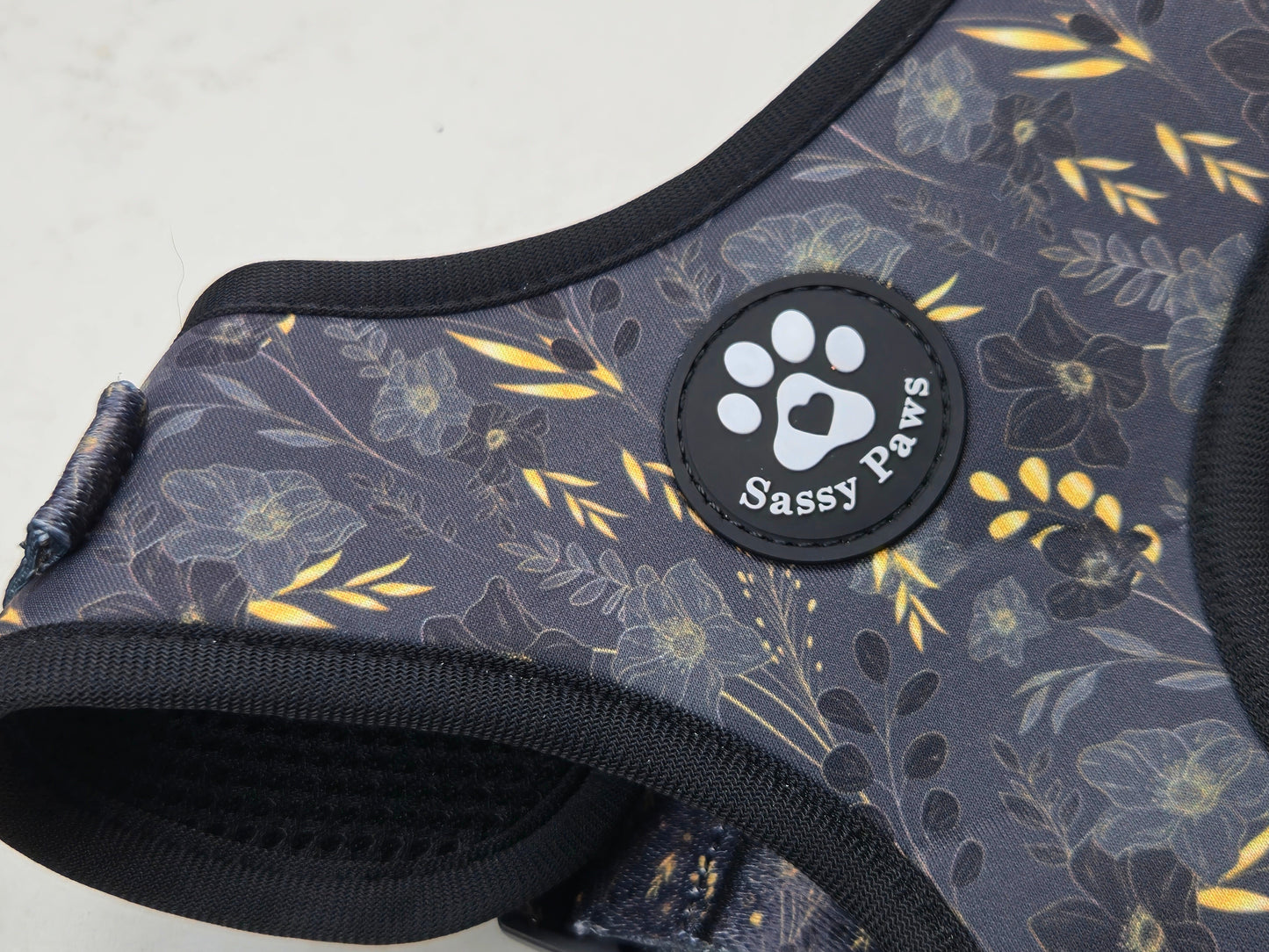 Back and gold Sassy Paws Adjustable Dog Harness